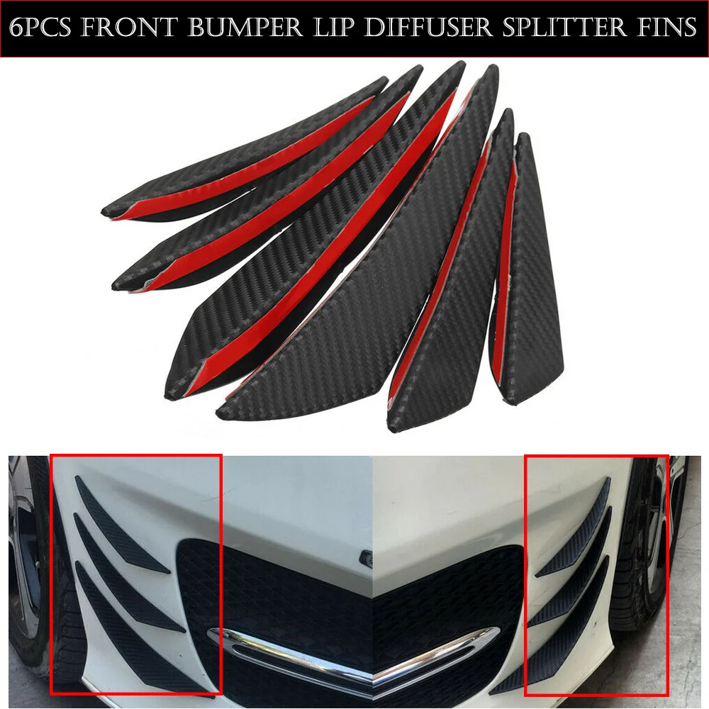 

6pcs/lSet Universal Front Bumper Lip Decoration Diffuser Splitter Fins Body Spoiler Canards Wings Chin Car Tuning Canard