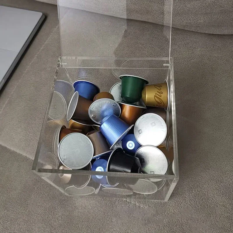 Wholesale Acrylic Capsule Coffee Storage Box Holder Transparent Dustproof Case with Lid  Nibs Paper Clips Wholesale School