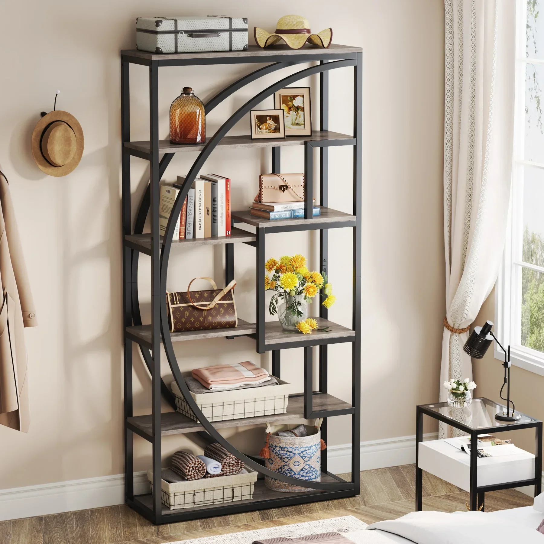 

Для знаков Tribe Софияcherregal, промышленности 5-ступенчатые Etagere-Bücherregal, 70,8 Zoll hohes 09.cherregal mit 8 offenen Ablage f이트
