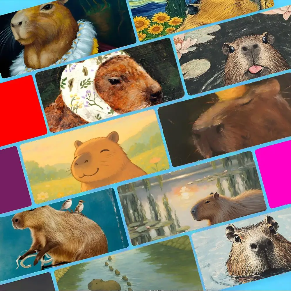 

Коврик для мыши C-Capybara с винтажным рисунком, нескользящий, большой, с толстым прошитым краем, игровой коврик для мыши