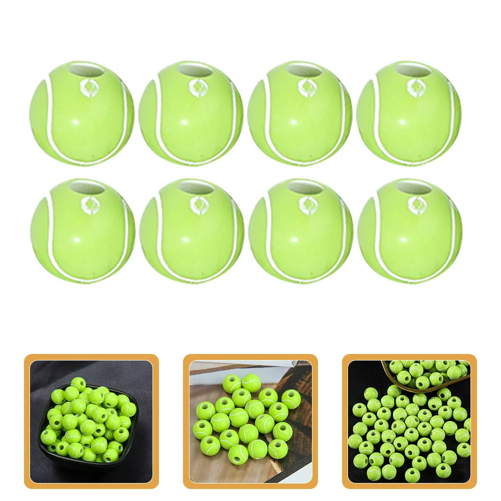 

300Pcs Tennis Ball Shape Spacer Beads for Jewelry Making DIY Crafts Bracelets Necklaces Earrings Keychains Sports Theme Charm