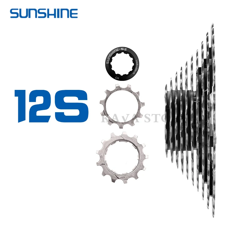 SUNSHINE Ultralight 12 Speed Cassette Road Bike 11T-28T/32T/34T 12V Flywheel K7 12S Freewheel for Shimano M6100