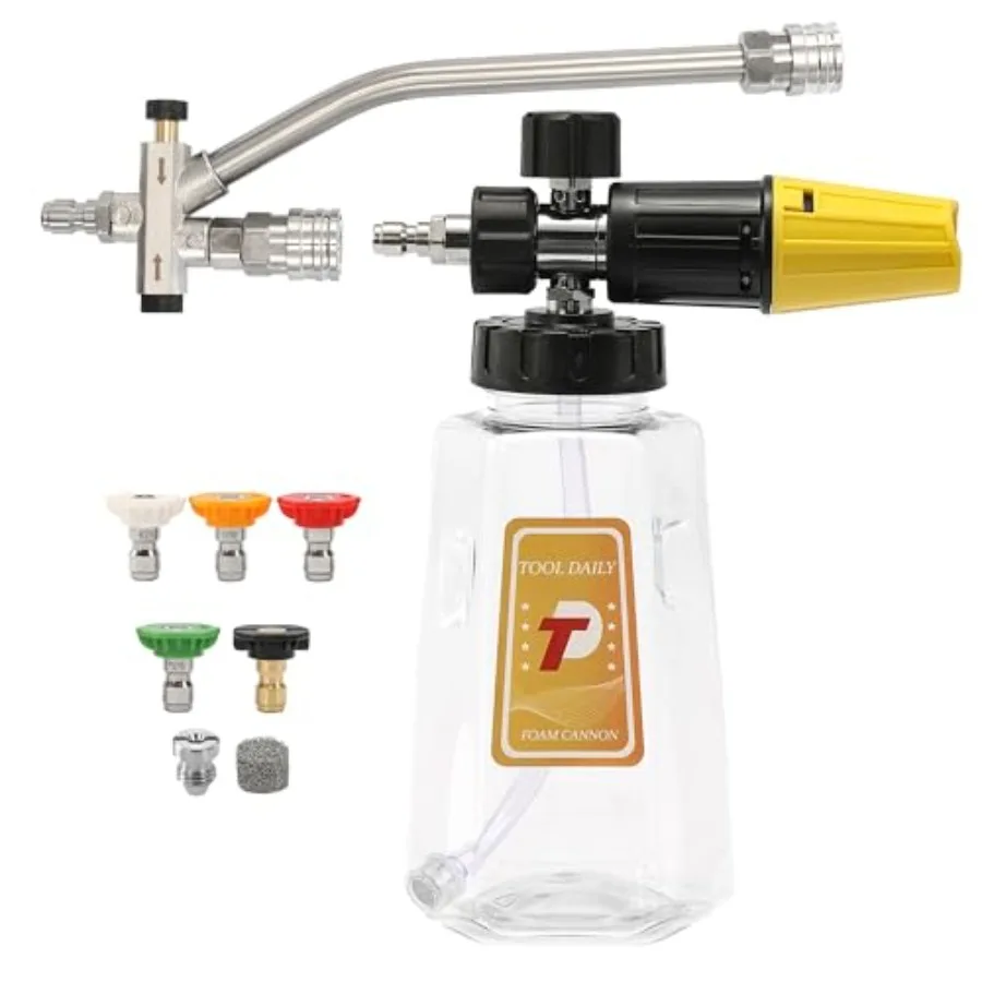 

Пеногенератор для мойки высокого давления с двойным соединителем, насадка с двумя соплами для пеногенератора, 5-ступенчатая регулировка давления