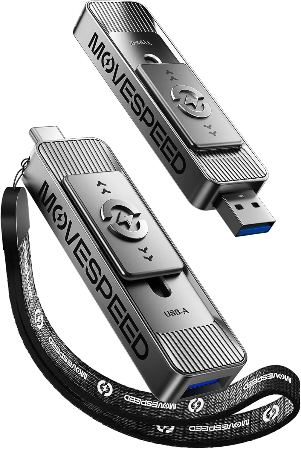 

USB-накопитель на 1 ТБ с двумя портами и выдвижной конструкцией — скорость чтения 560 МБ/с, Type-C + USB 3.2 для iPhone/Android/Mac