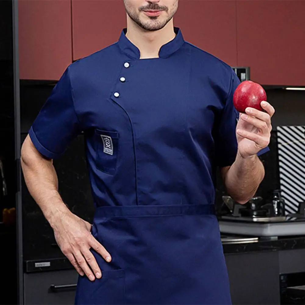 2025年シェフトップメンズサマーホテルシェフ作業服通気性薄手ベーキングケーキメーカーキャンティーンキッチン作業服半袖