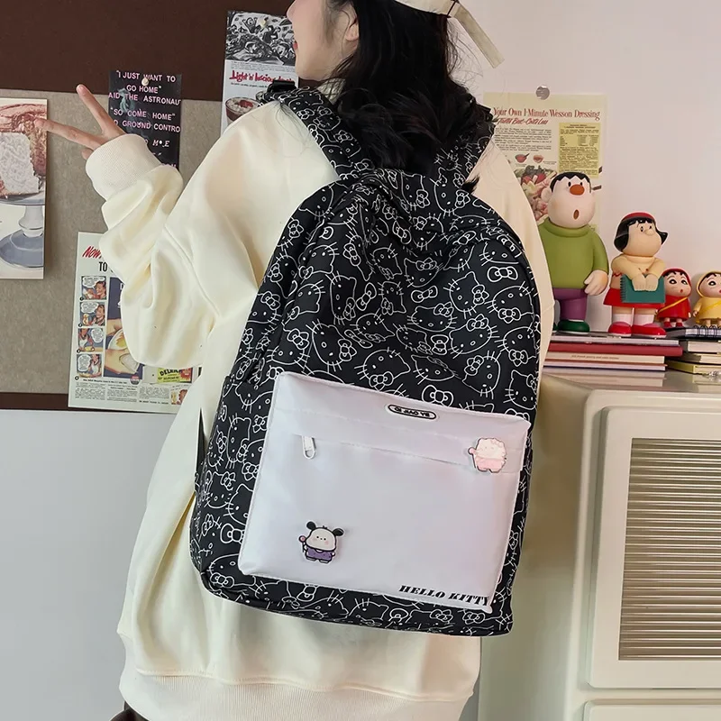 hellokitty backpack Hello Kitty junior high school student school bag travel lightweight campus versatile backpack women