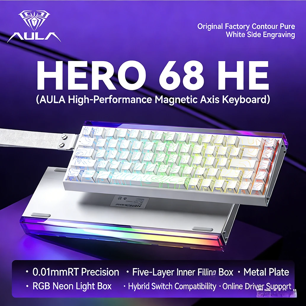 AULA Hero68he 68 Keys Wired Mechanical Magnetic Axis Gaming Keyboard for PC Computer teclado keyboards teclados klawiatura
