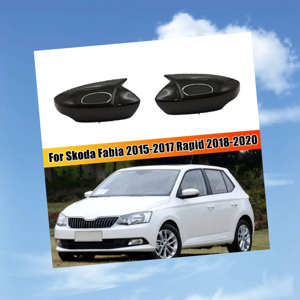 

For Skoda Fabia 2015-2020 Rapid 2016-2023 Car Rearview Side Mirror Cover Wing Cap Exterior Door Housing Shell Trim Sticker