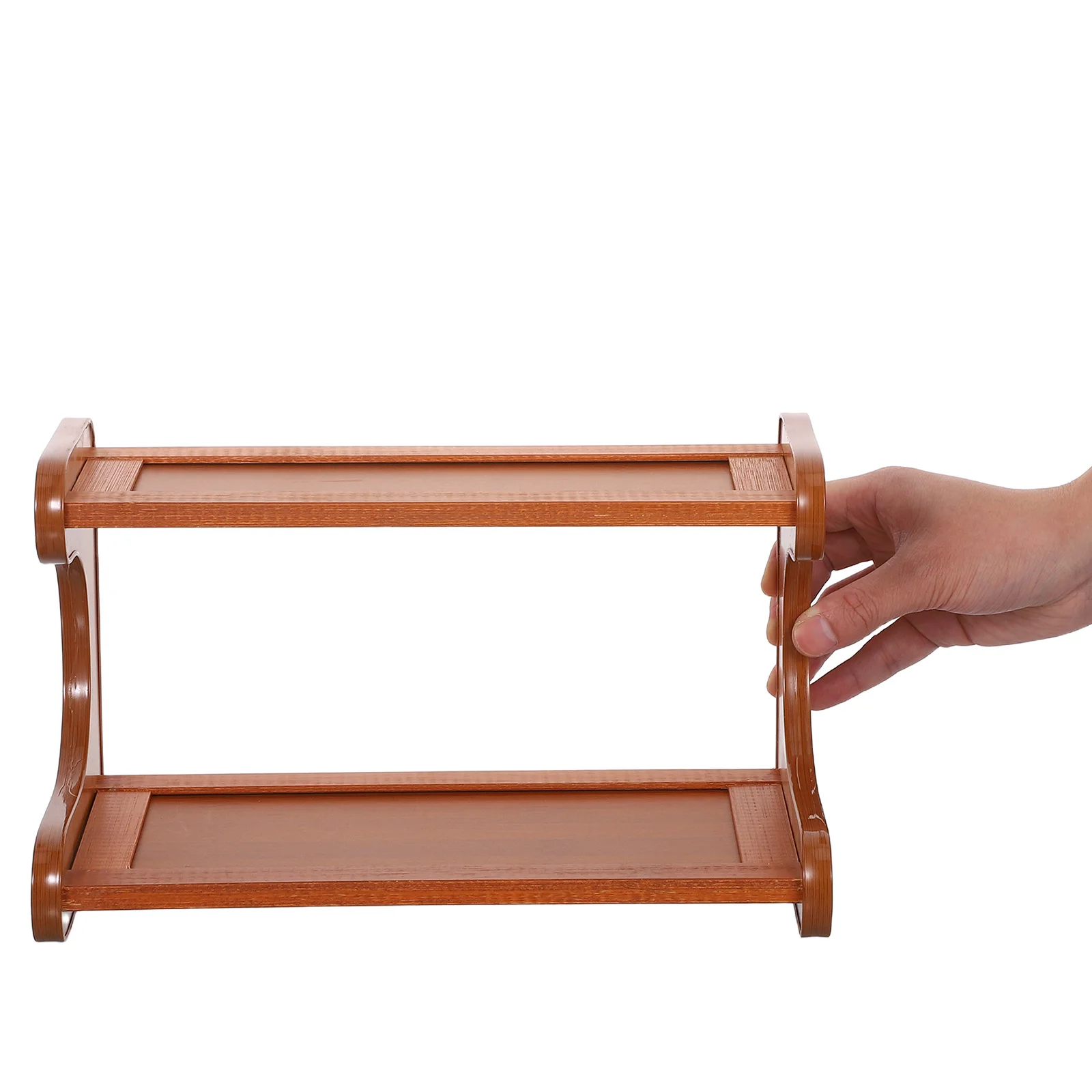 

Shelf Storage Shelves Tabletop Cupboard Bookshelf Display Bamboo Fiber Items Rack Office 2-tier Riser Desserts Holder