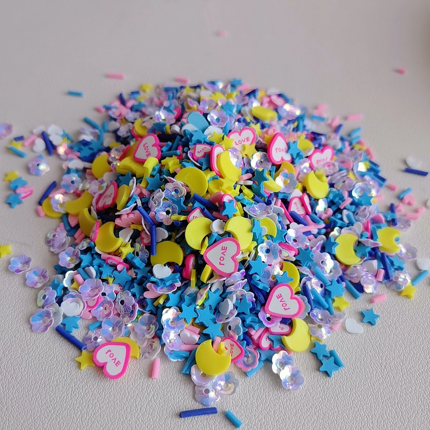 Valentine's Days Themed Sweet Hearts Cute Moon Star With Flower Confetti Polymer Clay Slices Sprinkles For DIY Crafts Filling