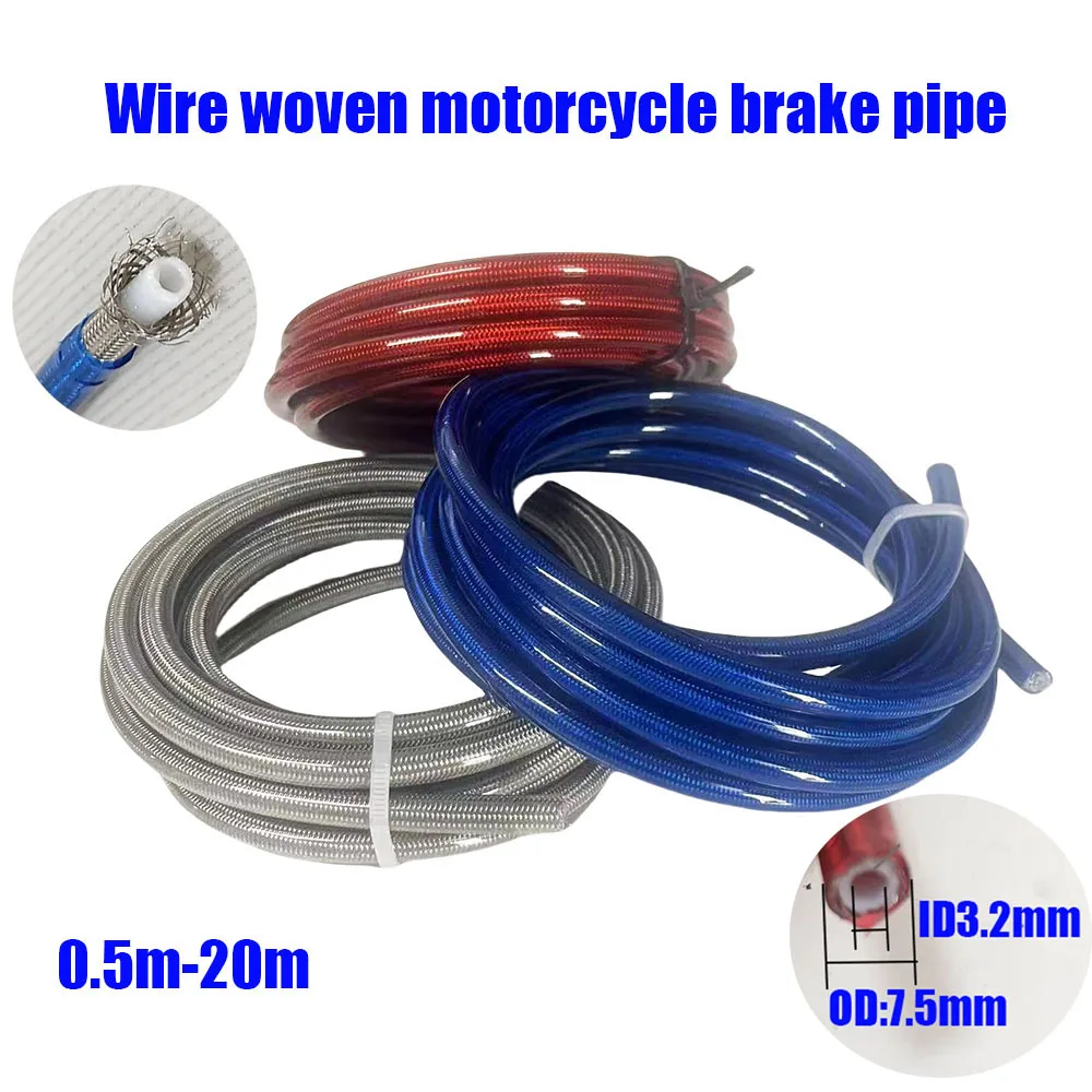 

Motorcycle Wire Braided Brake Hose Clutch Oil Hose Replace Disc Brake Oil Pipe Wear Resistant Have A Longer Service Life 0.5-20m