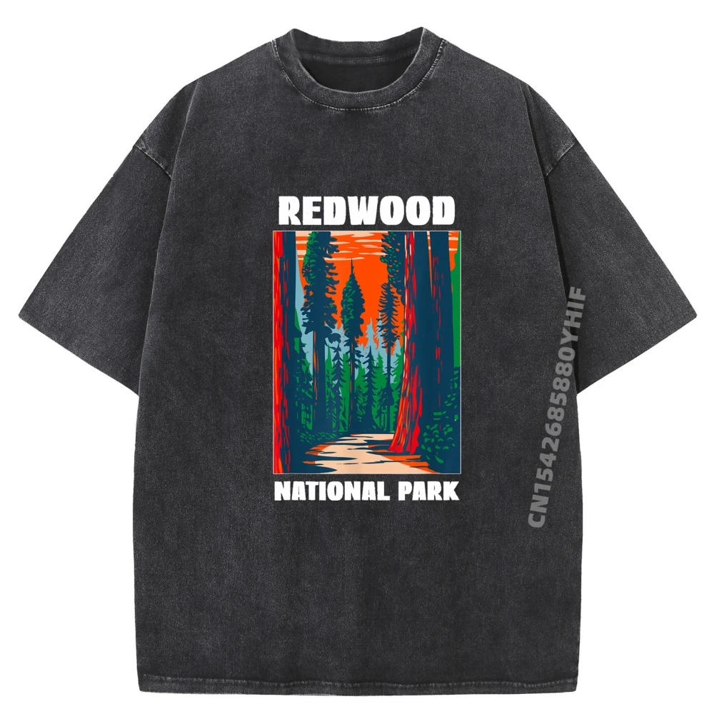 

Newest Printed Tshirt Redwood National Park Visit Our T Shirts Classic Graphic Tees Mens Vintage Washed Clothes