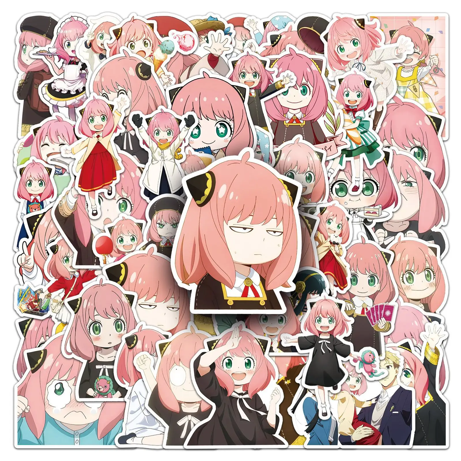 

10/50PCS Anime SPY FAMILY Cartoon Cute Funny Anya Forger Graffiti Stickers Decorative Water Cup Bike Guitar Decal Toy Stickers