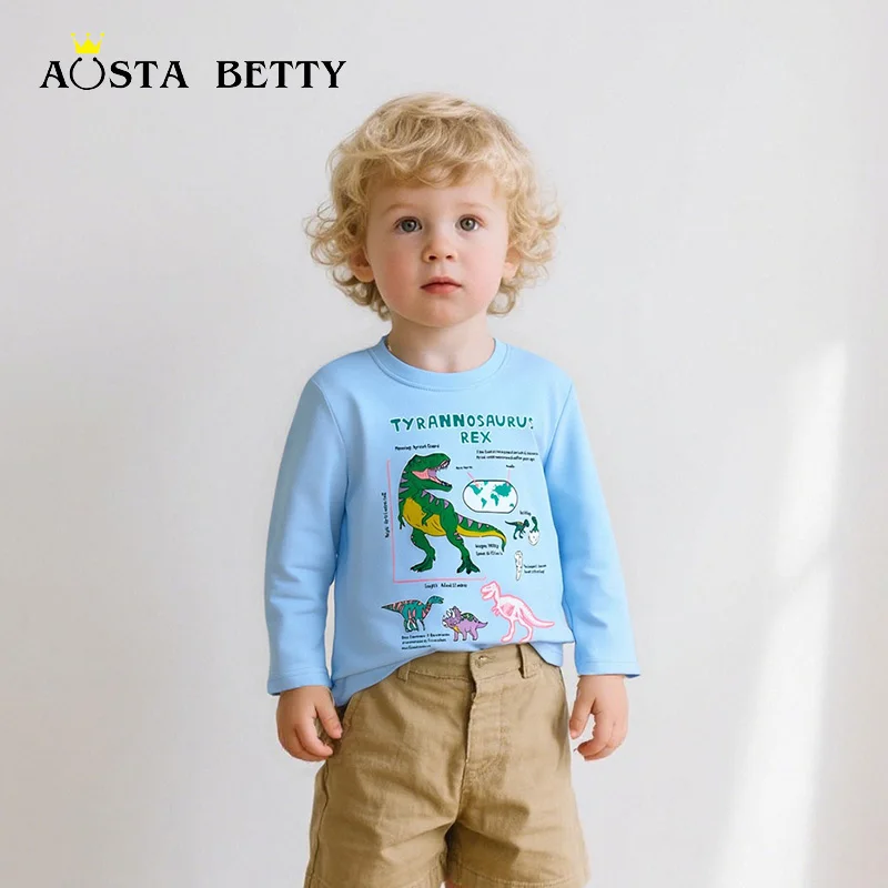 Autumn new children's long-sleeved T-shirts European and American fashion boys' sweatshirts dinosaur printed children's pullover