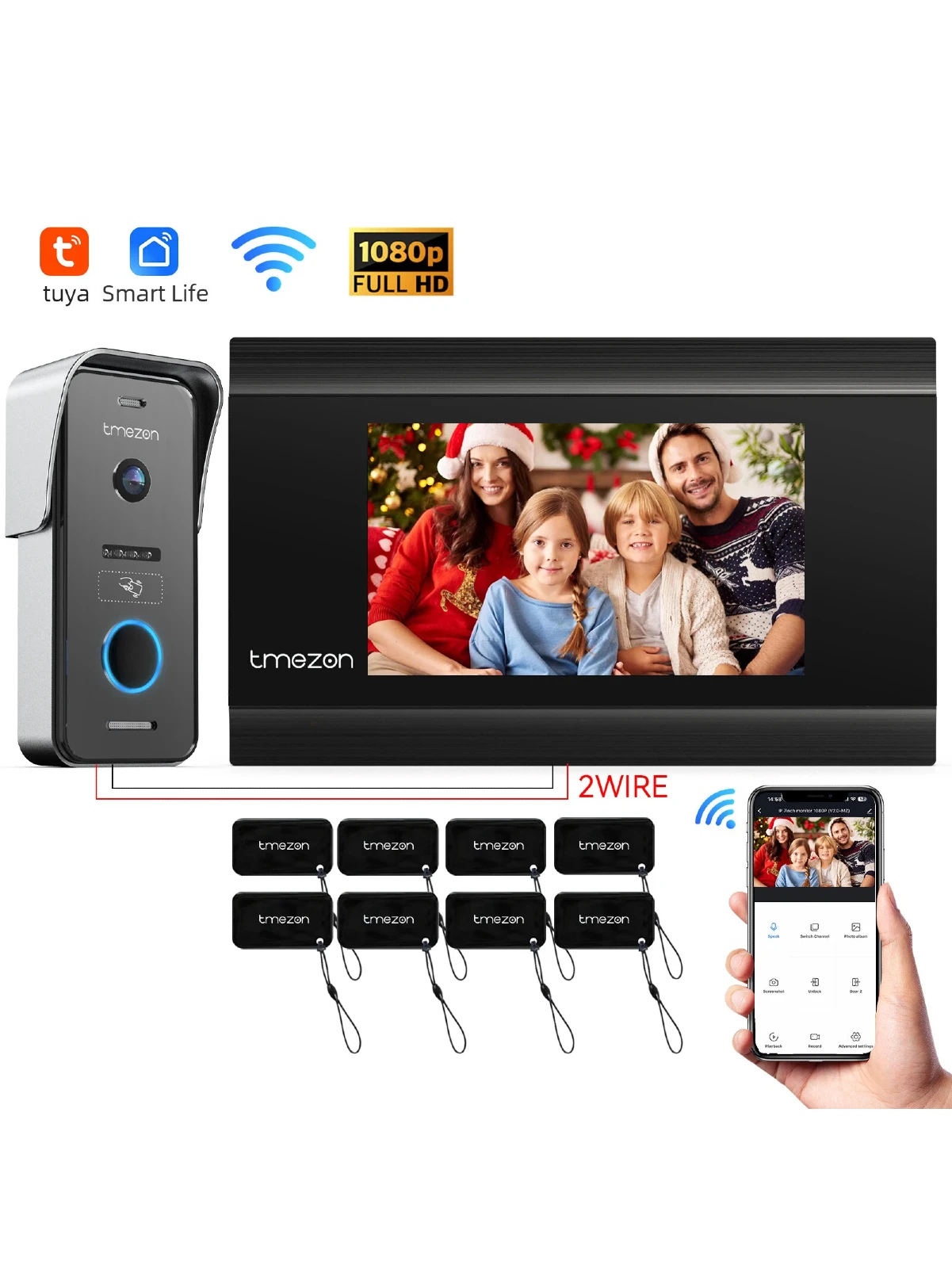 2-draads Smart Home Tuya Wifi 1080P Video Intercom Videodeurtelefoon 7'' Touchscreen Monitor Videodeurbel Deurcamera Beveiligingssysteem - afbeelding 2