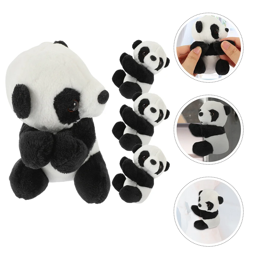 4 Pcs Panda Simulation Clip Stuffed Toy Birthday Party Supplies Cotton Animal for Memo