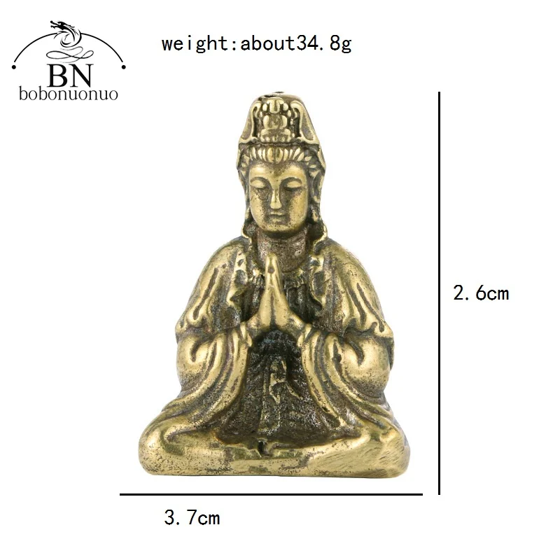 Brass Guanyin Bodhisattva Buddha Statue Ornaments New Style Small Copper Buddhas Miniatures Figurines Home Crafts Decor