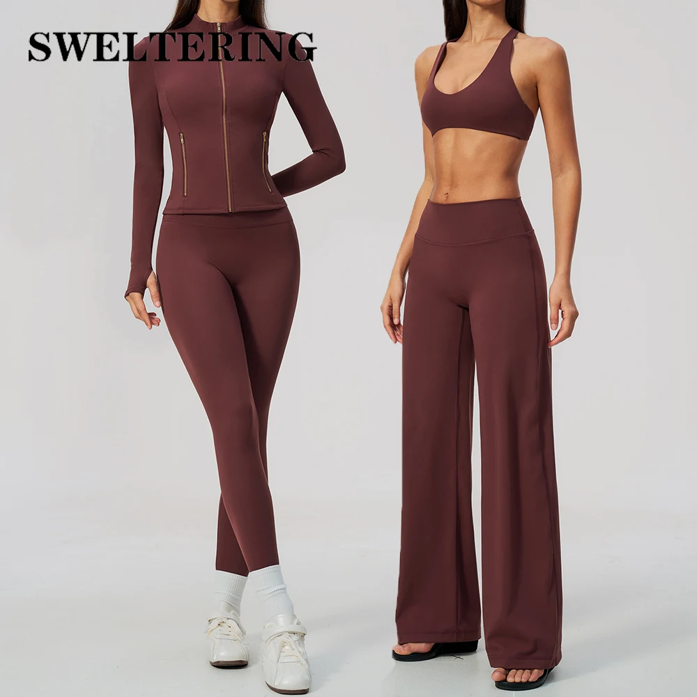 2PCS Yoga Set Women's Tracksuit Workout Outfits Gym Clothes High Waist Butt Lift Flared Pants Female Yoga Clothes Sportswear