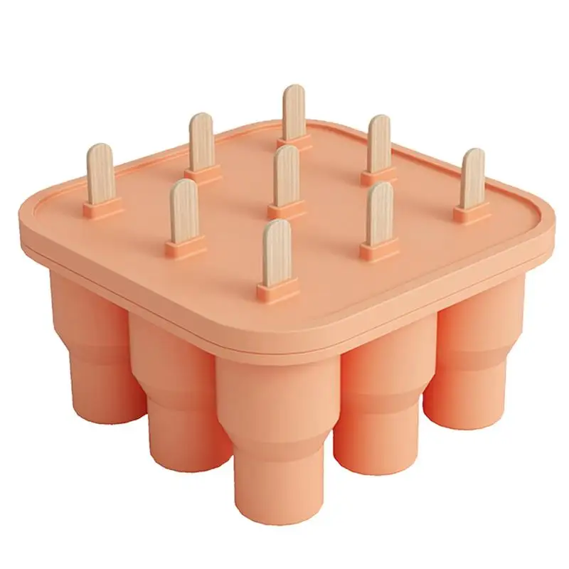 Ice Pop Molds 9-Cavity Handmade Popsicles Stick Maker Mold Easy Release Home Popsicles Molds With Lids Tumbler Ice Tray For