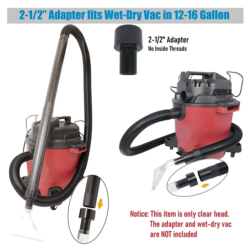 Through Extraction Nozzle for Upholstery/Carpet Cleaning, Turn Wet-Dry Vac Into an Extractor, Detailing Hand Tool,L