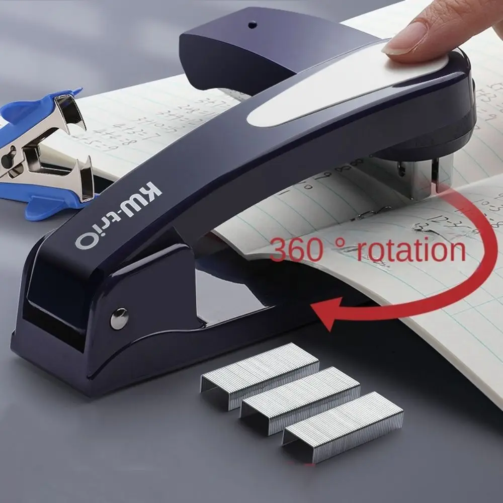 1Pcs 360° Rotatable Stapler with 5box Staples for Student Stationery Multifunctional Thickened Combo Set Office Binding Tools