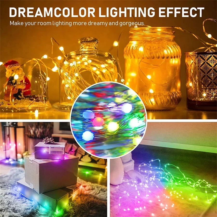 20M 200 LED App Control Christmas Tree String Light Smart App Fairy Light Outdoor Twinkle Wedding Garland Light