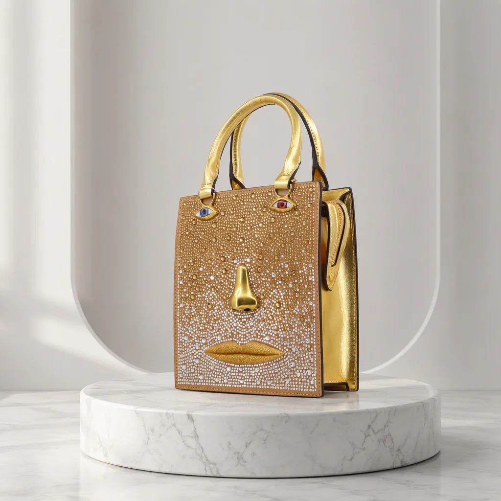 2026 New Vintage Character Bag Facial Features Design Shoulder Handbag for Women Light Luxury Ladies Bag Quality Supplier 20 cm