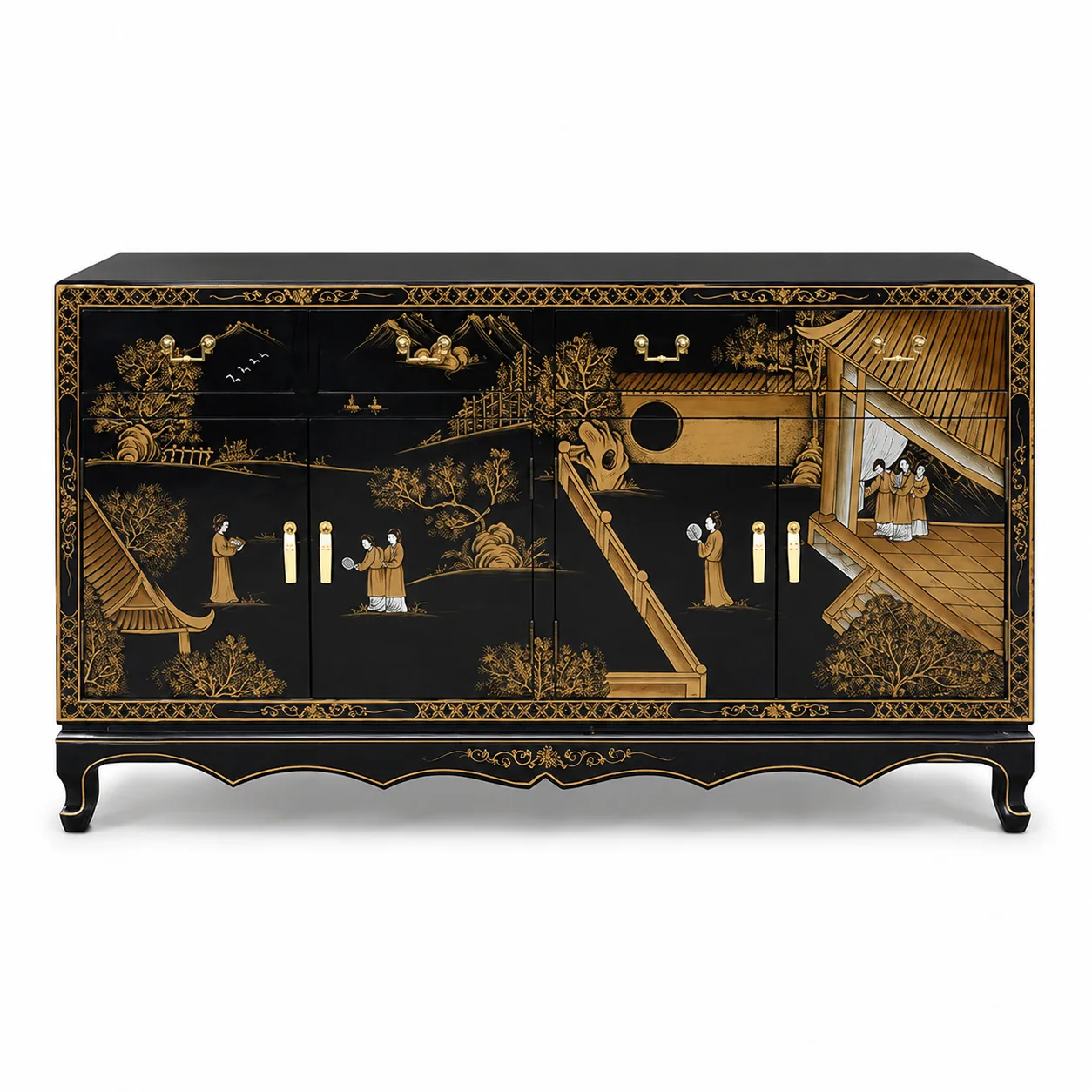 CX new Chinese light luxury, tea, storage living room against the wall solid wood overall retro dining side cabinet