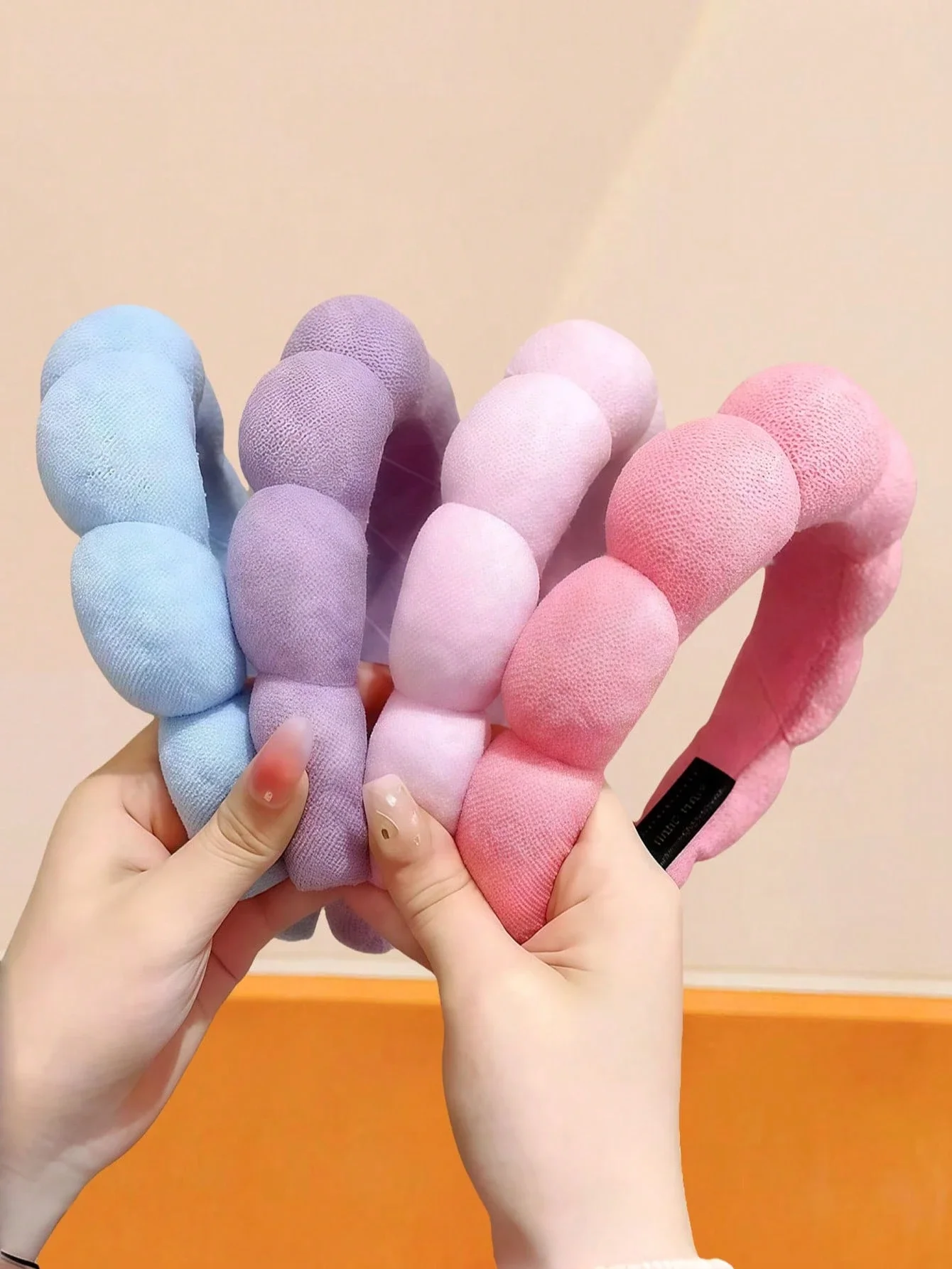 

4pcs Cloud Headband Set For Women Soft Padded Hair Hoop In Pink Beige Ivory Brown Black