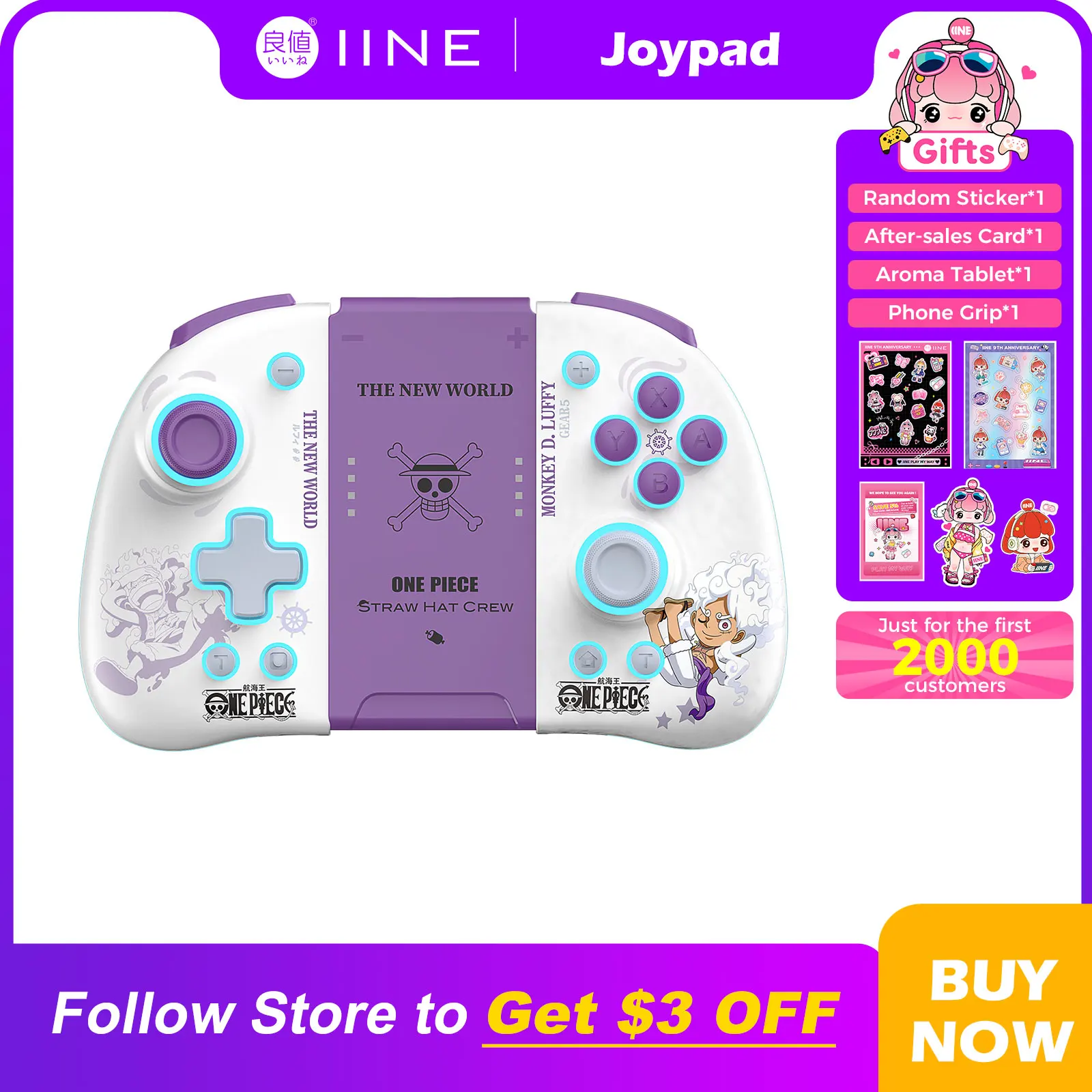 IINE Cartoon Design Nintendo Switch Elite Joypad With Charging grip ALPS Joystick Compatible Nintendo Switch/OLED