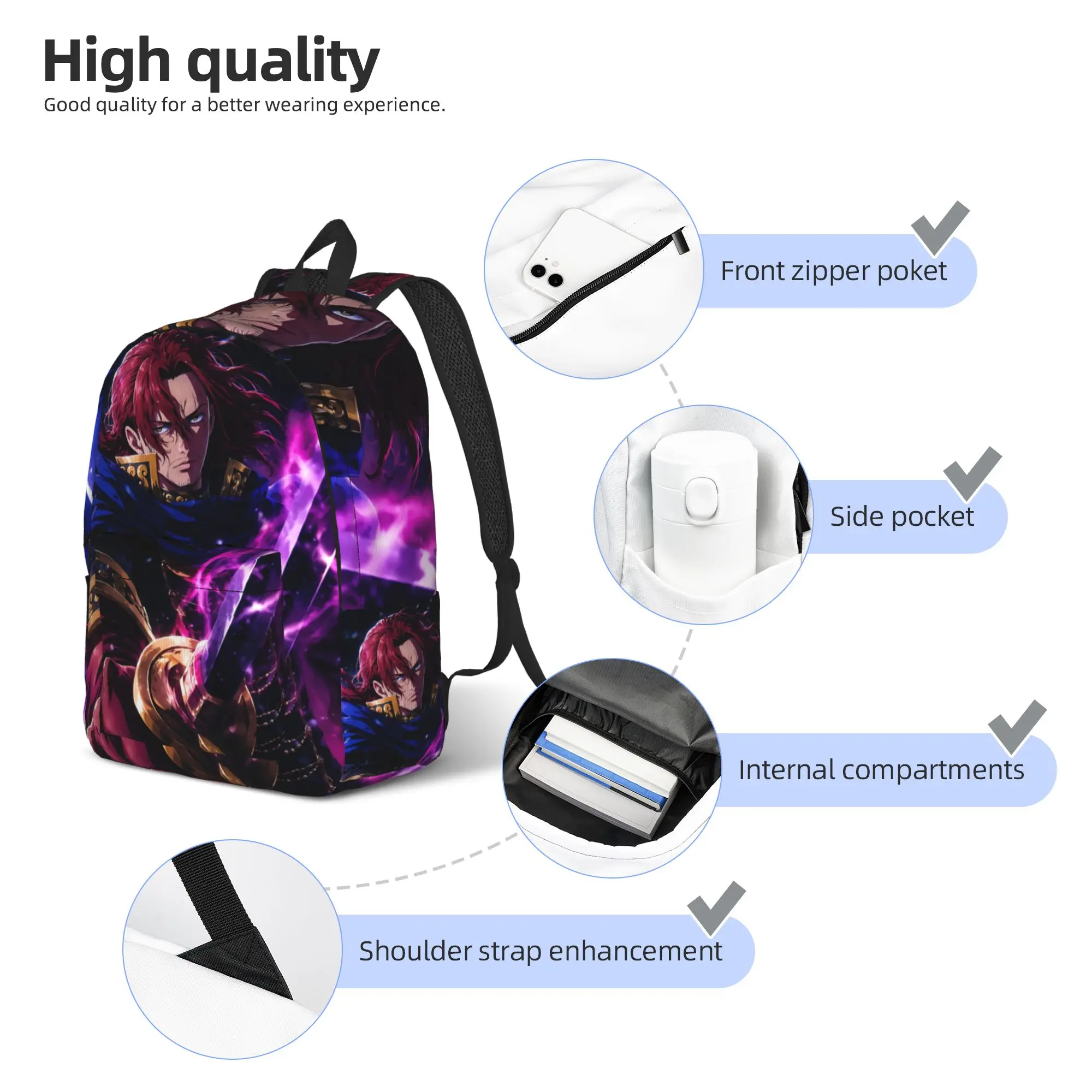 Fashion One Piece Anime Backpack  Mochilas Kawaii For Work Zipper Closure Rucksack - view 4
