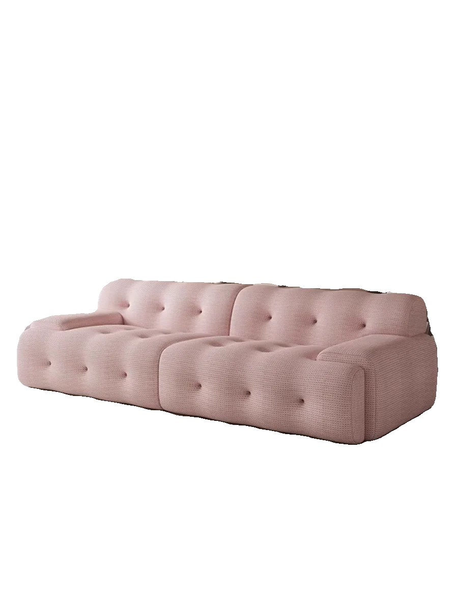 

Small living room sofa with cream style fabric, artistic waffle sponge latex, modern and minimalist sofa