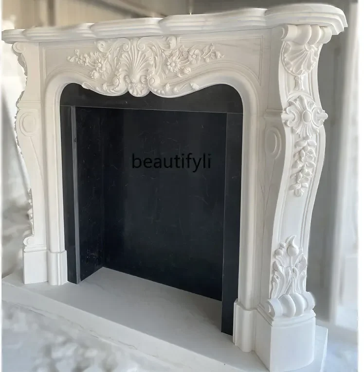 

Marble fireplace stone carving French marble white jade decorative natural stone carving mantel B06