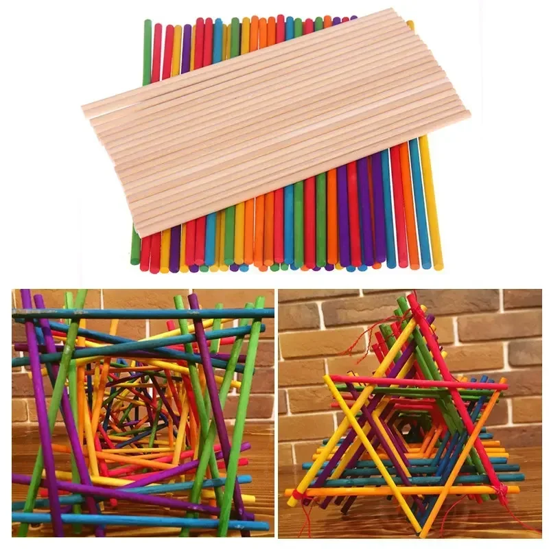 50/100pcs Colorful Wooden Counting Sticks DIY Kids Handwork Art Crafts Toys Mold Maker Ice Cream Popsicle Sticks Lollipop Stick