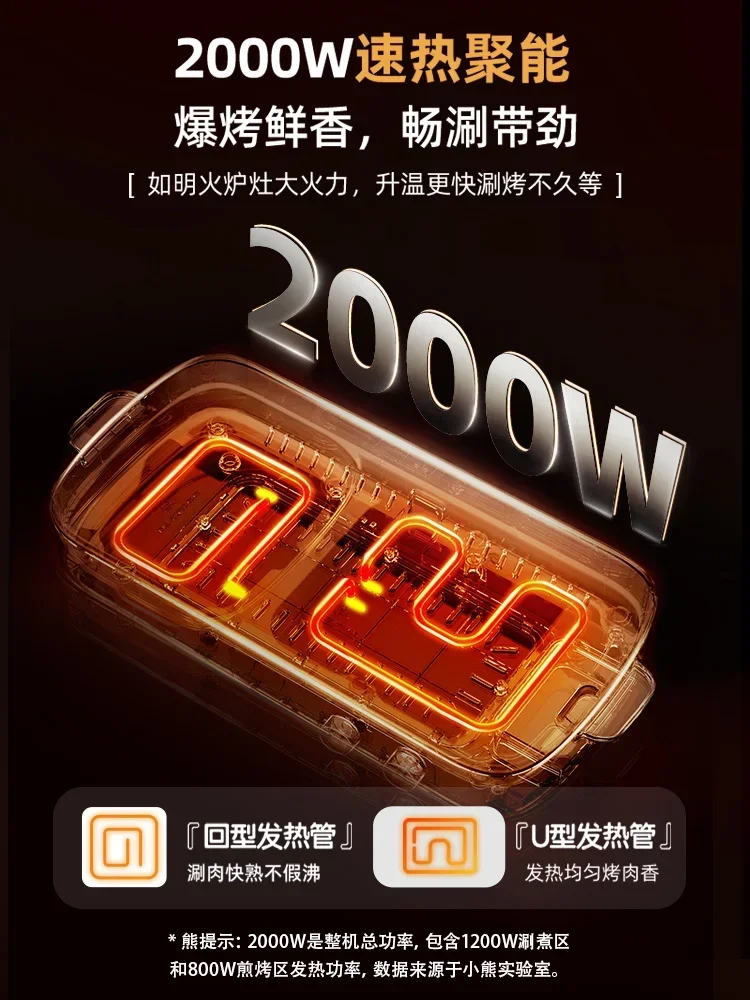 เตาไฟฟ้ามัลติฟังก์ชั่น220V สำหรับปิ้งย่างหม้อไฟและอื่นๆ-เตาย่างไฟฟ้ารูปหมีขนาดเล็กและหม้อไฟคำสั่งผสม