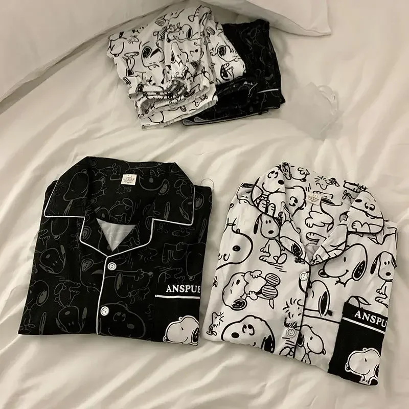 Snoopy men's and women's Korean style personalized creative cartoon print soft, comfortable and skin-friendly home wear set