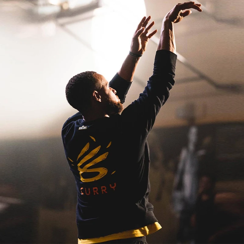 

Curry New Tee-Point King 2974 Hoodie round Ne Fce Lined Sports Casual Long Sve Youth Baskeall Clothing