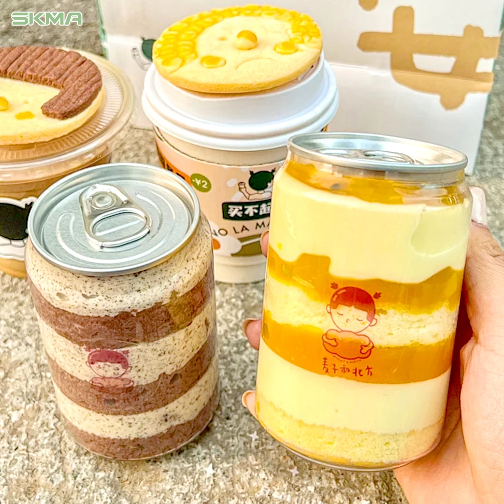 

Wholesale Customize Logo And Patterns Pull-Ring Easy Open Pet Cans Juice Soda Plastic Cans Transparent Pet Pop Cans