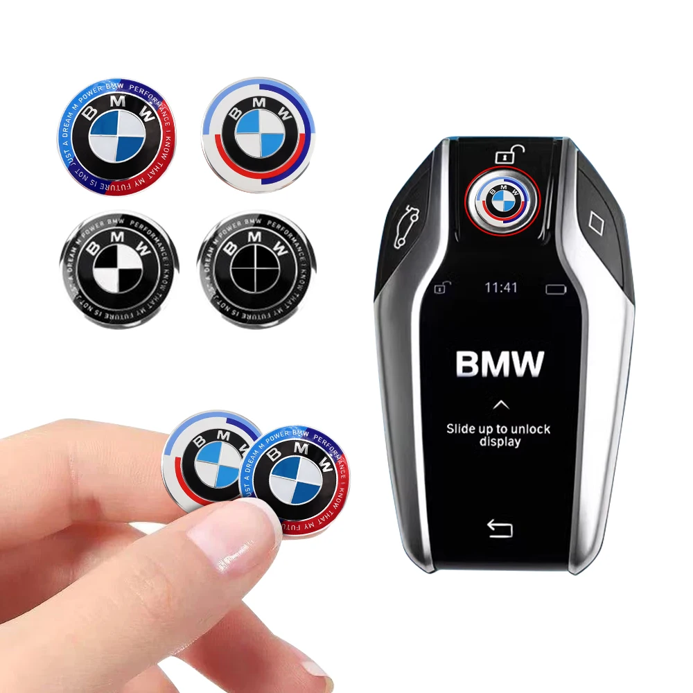 11/14MM Car Remote Key Fob Emblem Badge Radio button Sticker For BMW 50th M Performance M3 M5 M6 F01 F20 F80 E36 E46 GT G30 X1