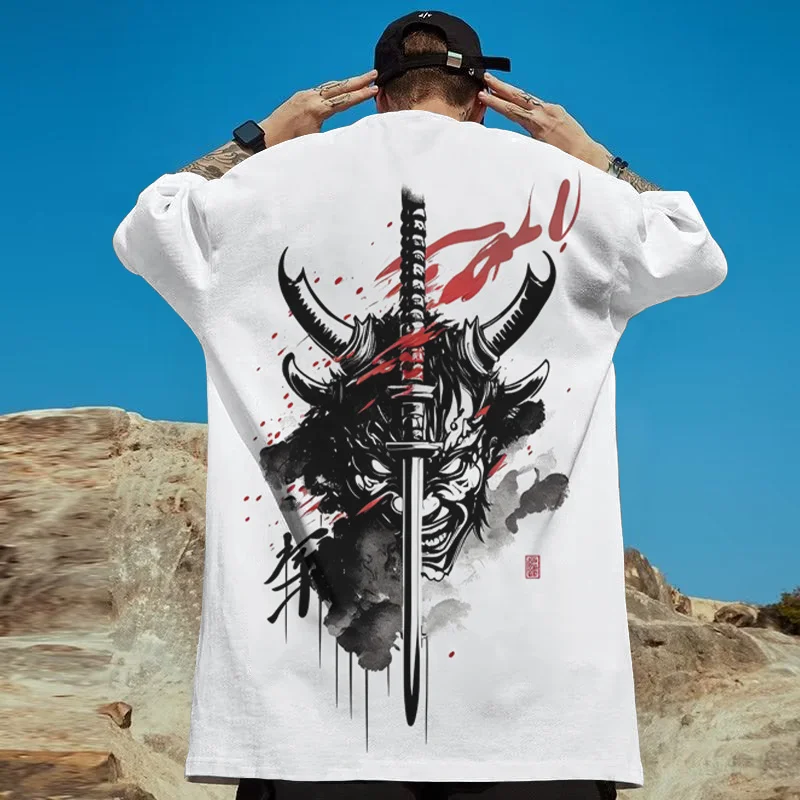 Retro männer T-Shirt 3d Samurai Gedruckt Kurzarm T-Shirt Sommer Casual Tees Top Lose Übergroßen T-Shirt Für Männer 2024 neue Tops