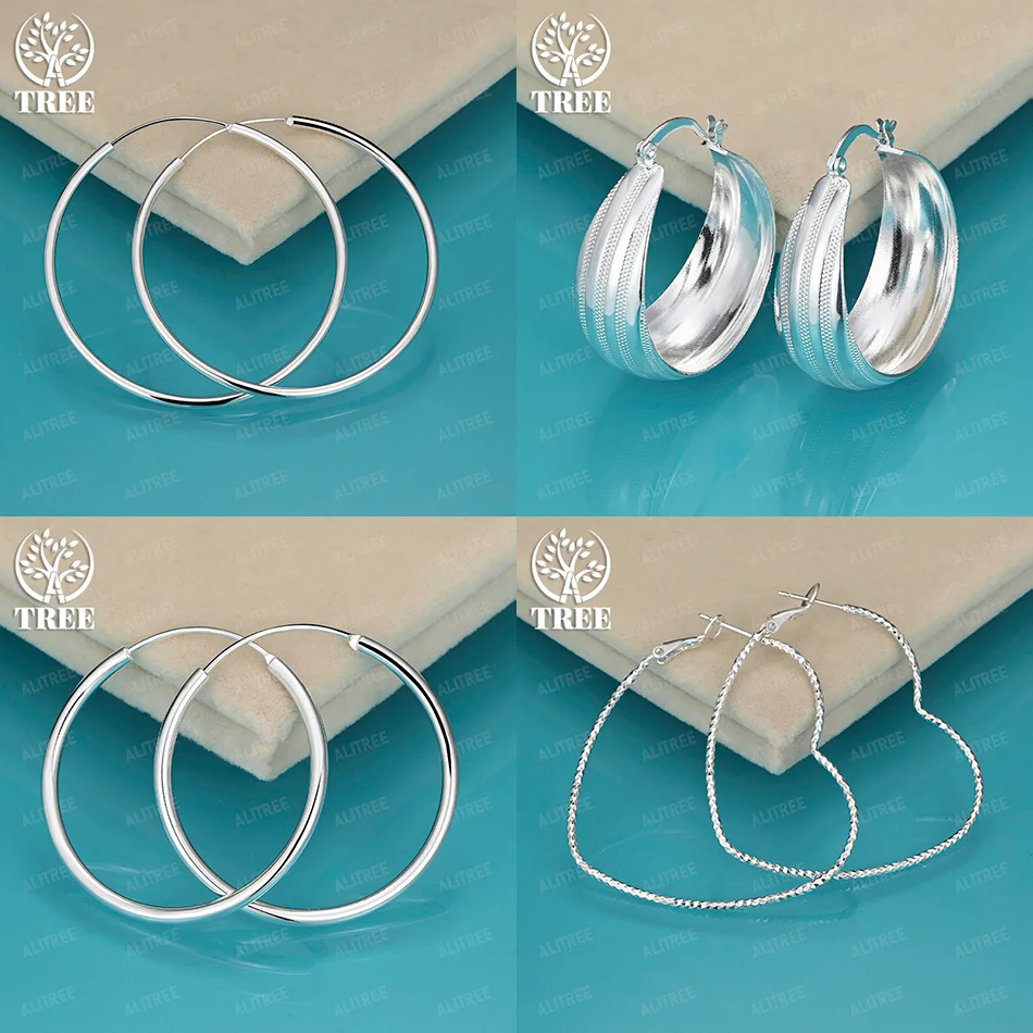 

New 925 Sterling Silver Smooth Round Hoop Earrings Women Romantic Heart Earrings Fashion Jewelry Accessories Birthday Party Gift