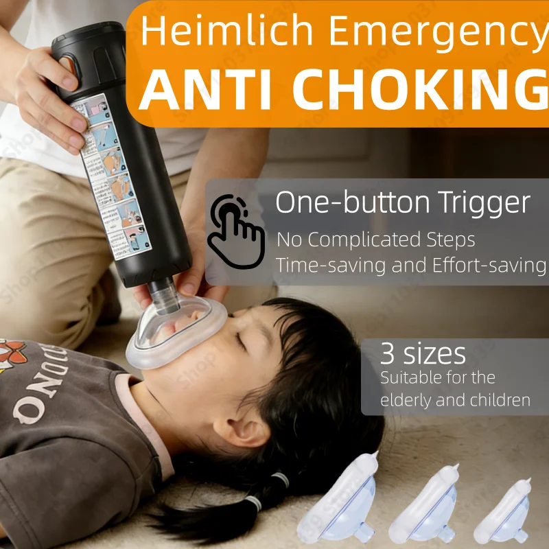 

Anti Choking Auto Heimlich First Aid Choking Rescue Device with S&m&l Mask for Adults Kids Rescue, Life Saving Suction Emergency