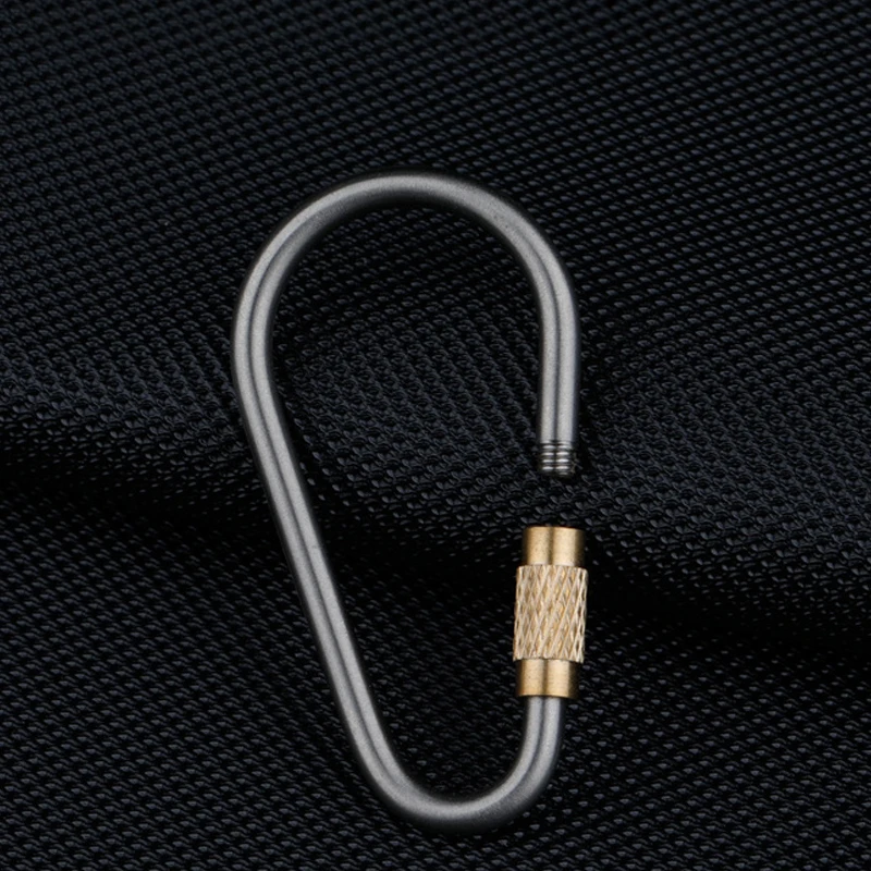 

Outdoor Camping Titanium Alloy Carabiner Brass Locking Hook with Loop for Keys Backpacks, and Simple D-Rings