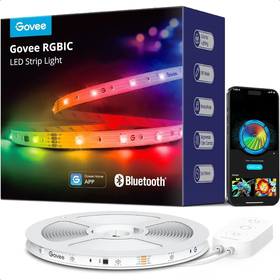 

Светодиодные ленты RGBIC Умные светодиодные фонари для спальни Bluetooth Светодиодные фонари Управление через приложение DIY Несколько цветов на одной линии Цвет Chan
