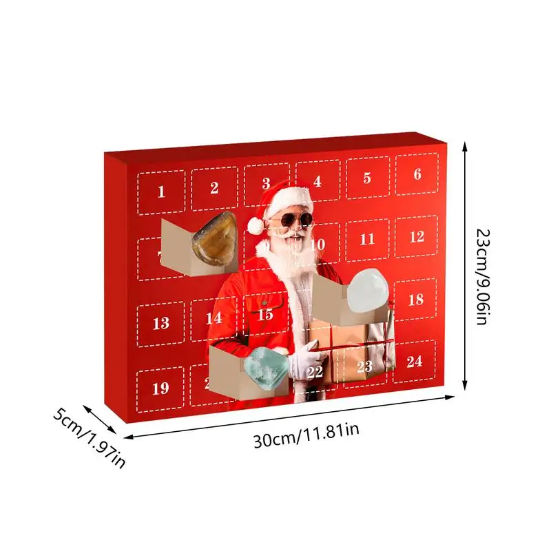 Weihnachts-Adventskalender, natürliche Kristall-Edelsteine, Sammelbox, 24-Tage-Countdown-Kalender, Kristallstein, Weihnachtsgeschenk für Kinder