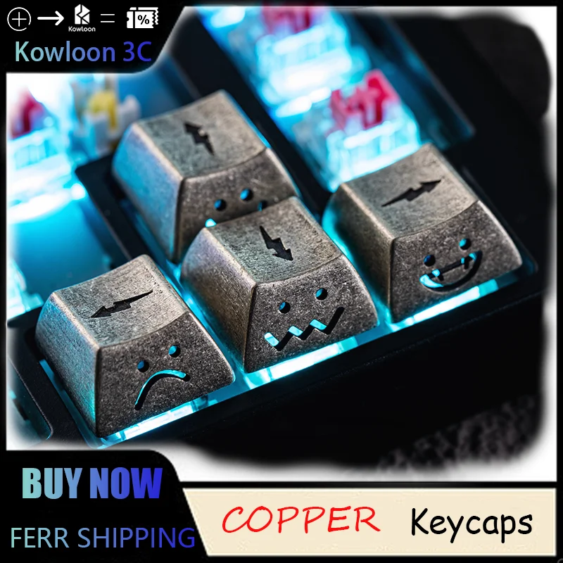 Lightning Keycaps Pure Copper Original Side-Engraved Translucent Direction Personalized Niche Mechanical Keys Cross Switch