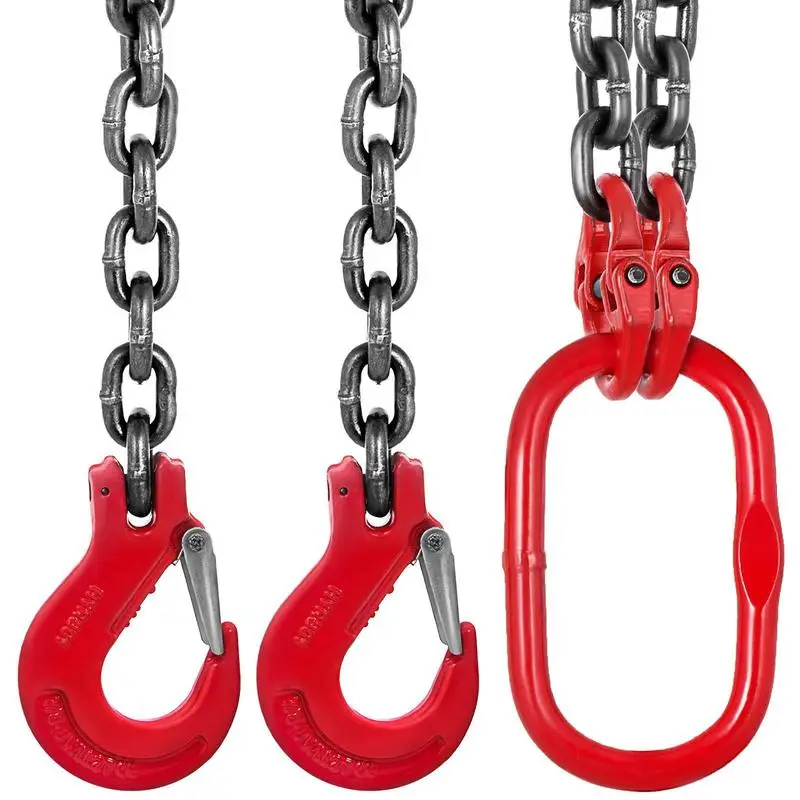 

Lifting Chain Sling 3/8'' x 5' For Construction Sites Factories Logistcs, G80 Grade Double Leg Heavy Duty 11000 lbs Capacity Manganese Steel Construction Grab Hooks Hoist Accessory