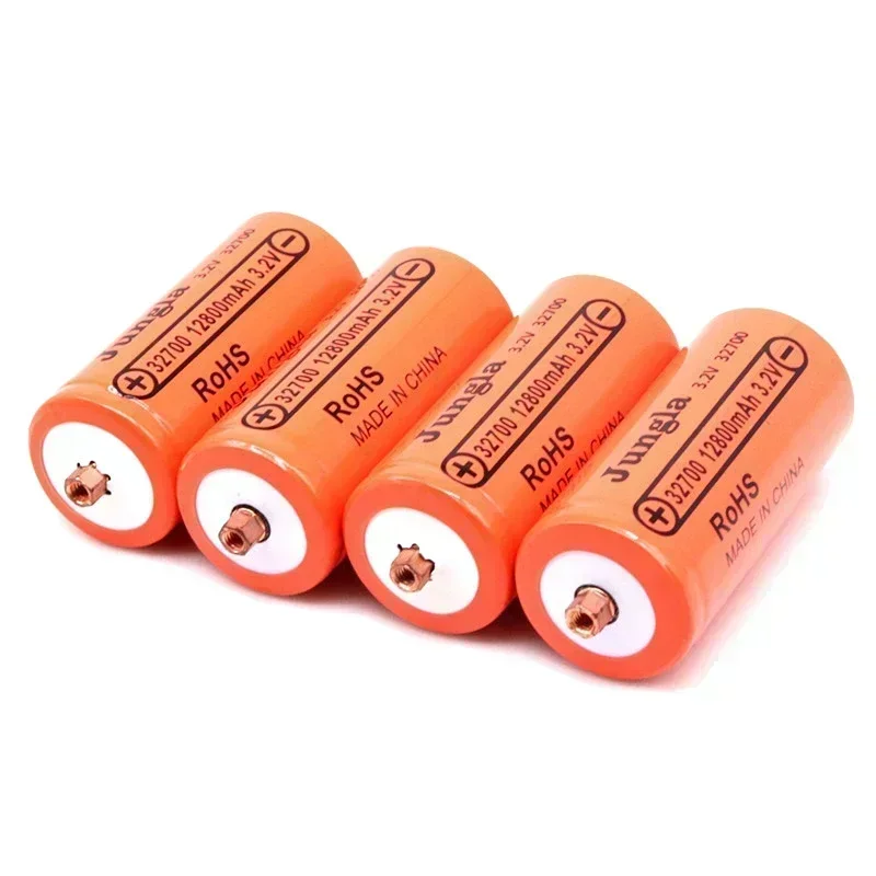 Bateria recarregável do poder do fosfato do ferro do lítio com parafuso, 32700, 12800mAh, 3.2V, LiFePO4, profissional, original, 4 PCes