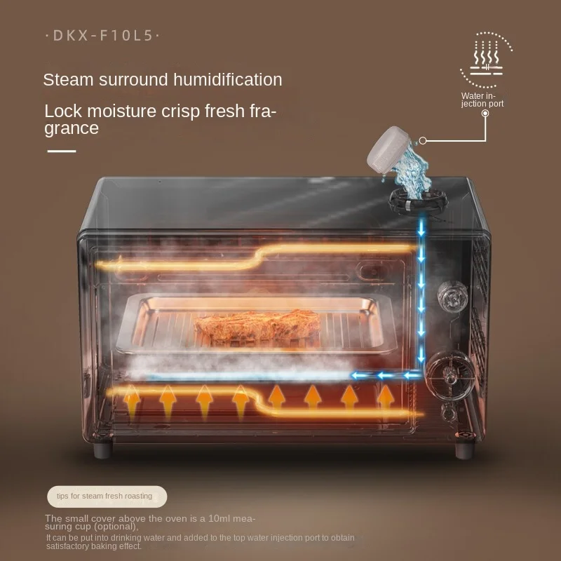 Forno Elétrico para Uso Doméstico Multifuncional 10L Mini Capacidade S-shaped Tubo De Aquecimento Temporizado Forno De Controle De Temperatura