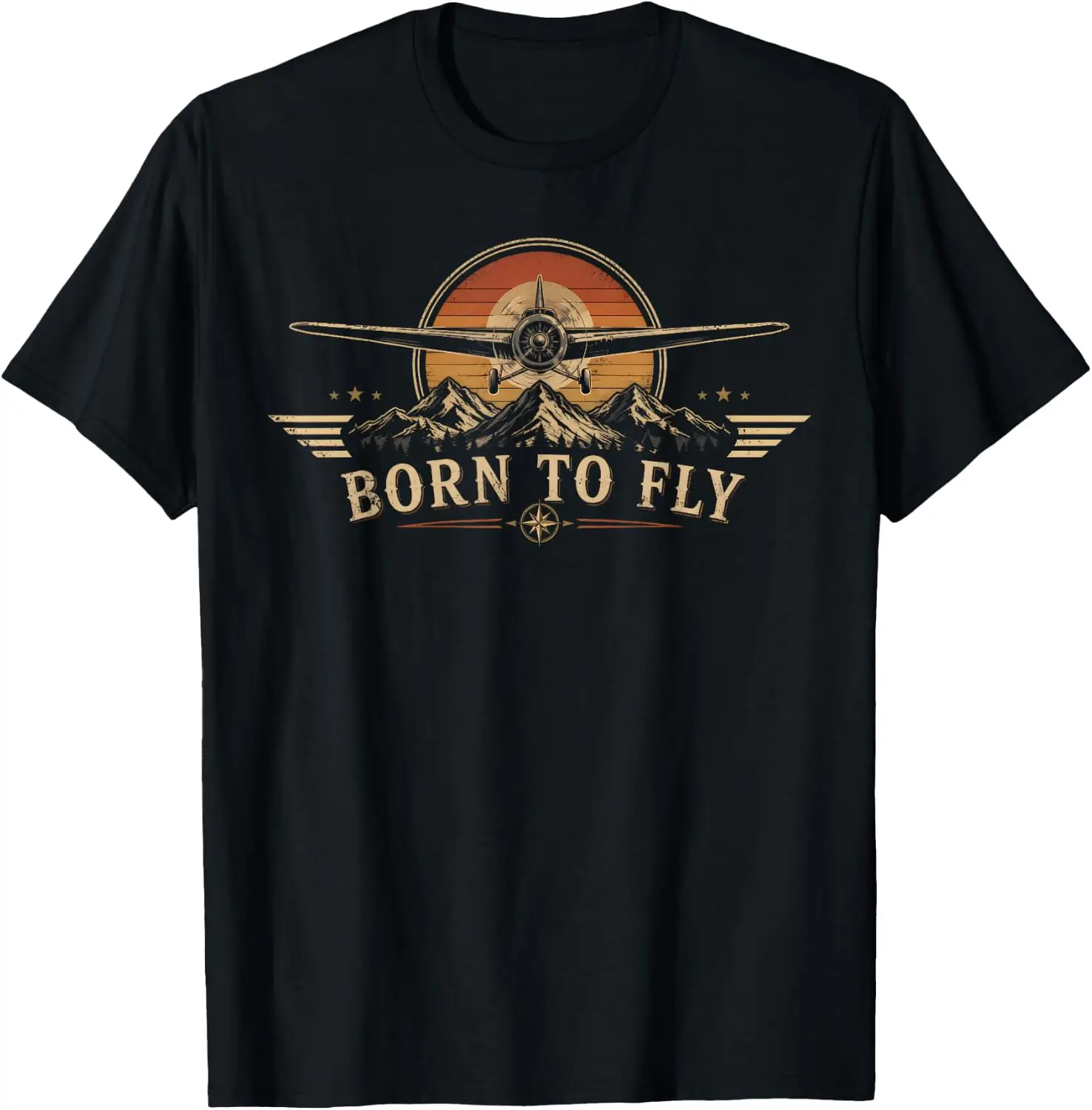 Aviation Pilot Flight Born To Fly Airplane Aviator Plane T-Shirt Unisex Fashion Printed T‑Shirt for Men Women, 100% Cotton Crew Neck Soft Lightweight Anti‑Pilling Tees,fashion printed t‑shirt, unisex graphic tee, , casual gift t‑shirt